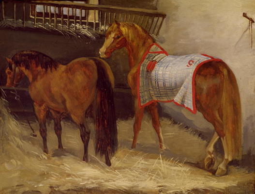 Horses in the Stables (oil on canvas) a Jean Louis Théodore Géricault
