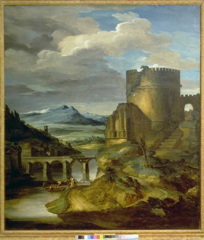 Landscape with a Roman monument (the morning) a Jean Louis Théodore Géricault