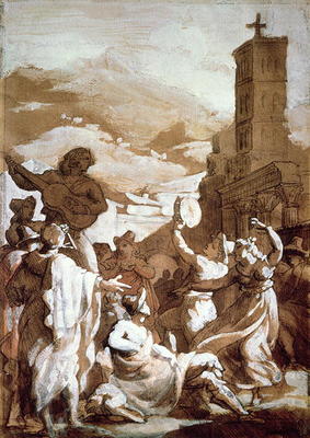 The Tarantella (pen & ink wash on paper) a Jean Louis Théodore Géricault