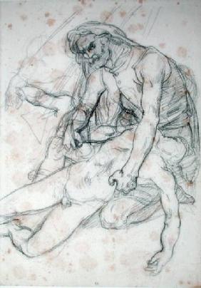 A Father Holding the Body of his Son, study for The Raft of the Medusa cil on
