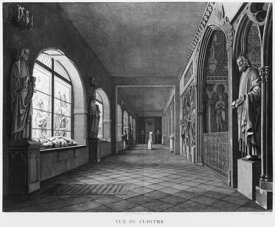 View of the cloister, Musee des Monuments Francais, Paris, illustration from ''Vues pittoresques et  a Jean Lubin Vauzelle