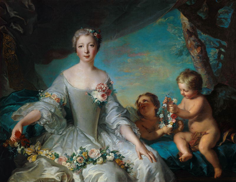 Portrait presumed to be Louise Diane d'Orleans (1716-36) as Flora a Jean Marc Nattier