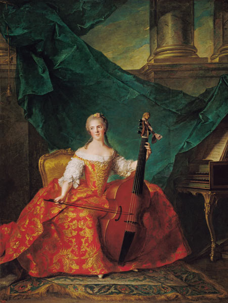 Madame Henriette de France (1727-52) in Court Costume Playing a Bass Viol a Jean Marc Nattier
