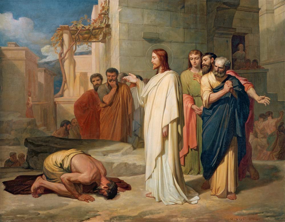 Jesus Healing the Leper a Jean-Marie Melchior Doze