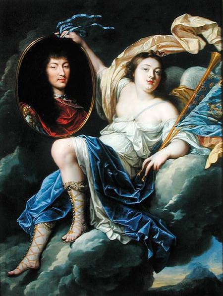 Fame Presenting a Portrait of Louis XIV (1638-1715) to France a Jean Nocret
