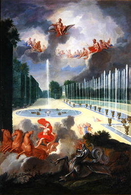 The Groves of Versailles. View of the Dragon Pool and the Pool of Neptune, with Apollo slaying Pytho a Jean the Younger Cotelle