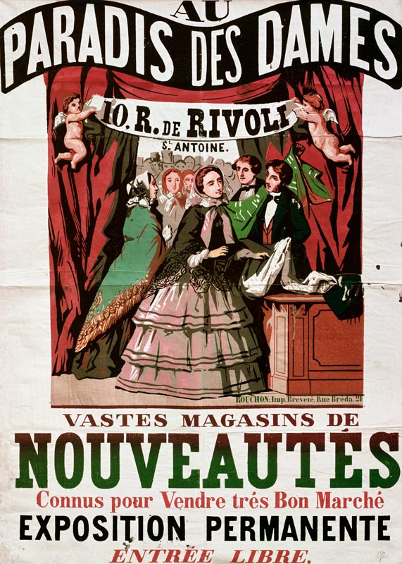 Poster advertising 'Au Paradis des Dames', Parisian shop a Jean Alexis Rouchon