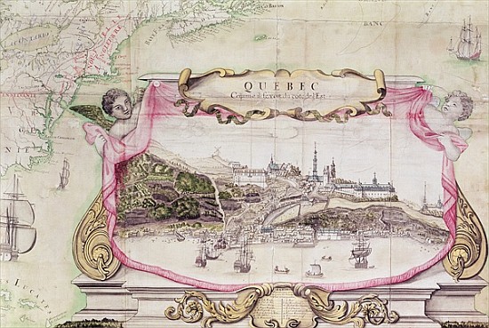 Cartouche of Quebec from ''Carte de l''Amerique Septentrionale'' a Jean Baptiste Louis Franquelin