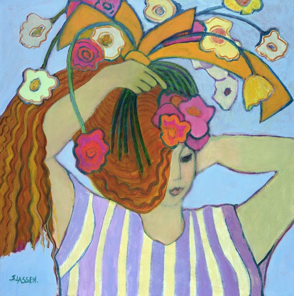 Flowers in Her Hair, 2003-04 (acrylic on canvas)  a Jeanette  Lassen