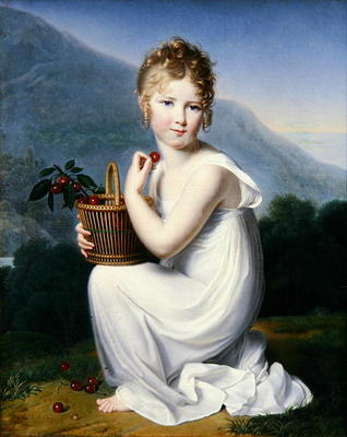 Young Girl Eating Cherries (oil on canvas) a Jeanne-Elisabeth Chaudet
