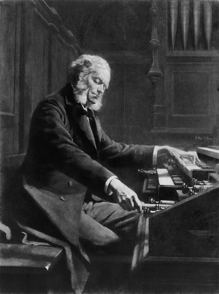 Cesar Franck at the console of the organ at St. Clotilde Basilica, Paris a Jeanne Rongier