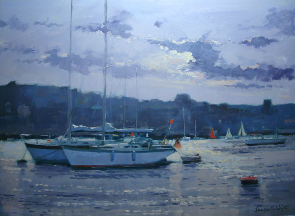 Salcombe - Moored Yachts, Late Afternoon a Jennifer Wright