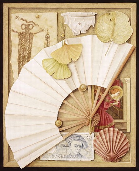 Trompe L''Oeil with Fan, 2005 (w/c on paper)  a Jenny  Barron