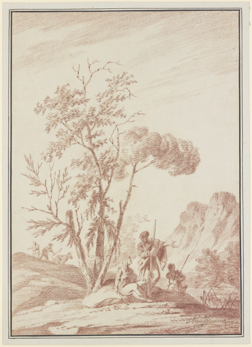 Drei Figuren unter einer Baumgrupppe a Jerome Preudhomme