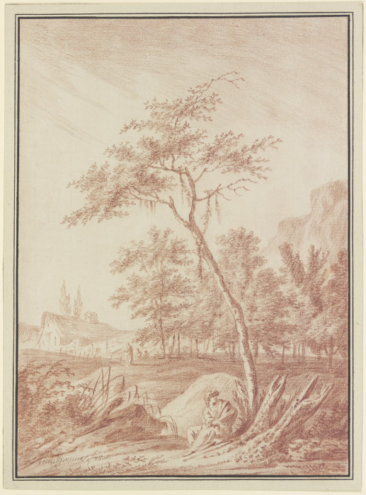 Eine Figur unter einem Baum sitzend a Jerome Preudhomme