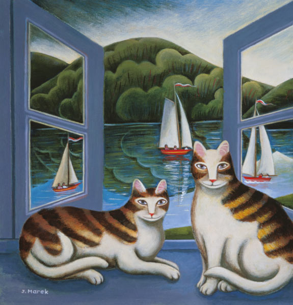 Bonny and Clyde (oil on board)  a Jerzy  Marek