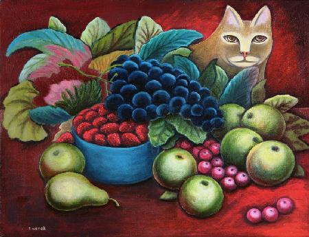Cat and Fruit 