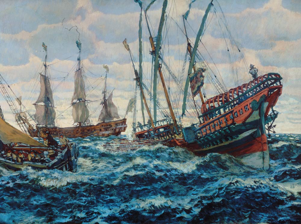 Schiffe des Zaren Peters des Grossen a Jevgeny Jevgenewitsch Lansere