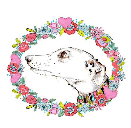 Silvertips Greyhound With Floral Border