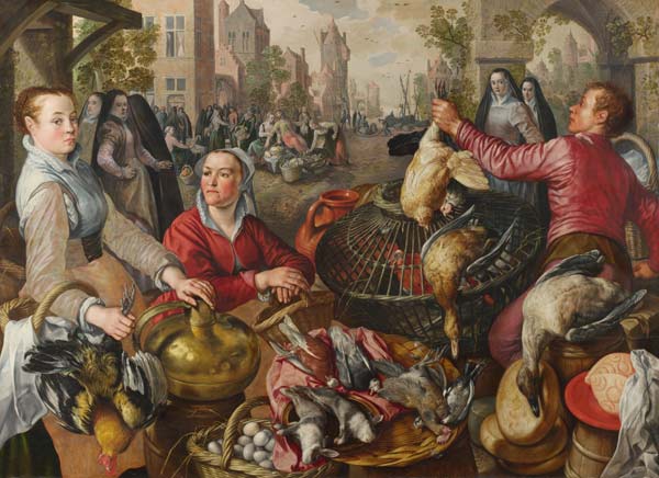 The Four Elements: Air. A Poultry Market with the Prodigal Son in the Background a Joachim Beuckelaer