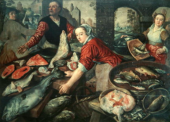The Fish Market (oil on canvas) a Joachim Bueckelaer