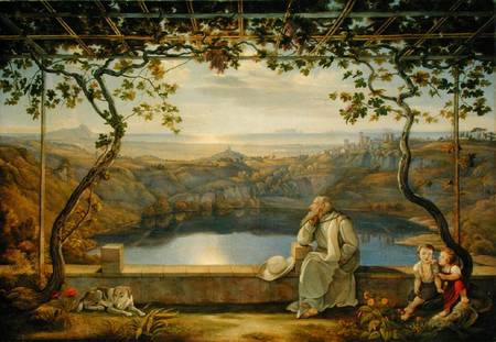 A Monk on a Terrace at the Nemi Lake a Joachim Faber
