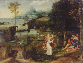 Landschaft mit der Geschichte des Hl. Rochus a Joachim Patinir