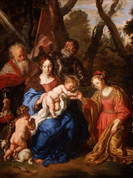 The Mystic Marriage of St. Catherine, with St. Leopold and St. William a Joachim von Sandrart