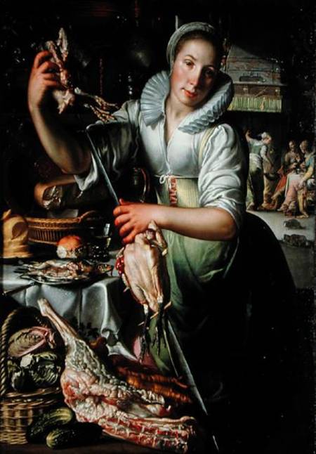 The Kitchen Maid (with Christ a Joachim Wtewael or Utewael