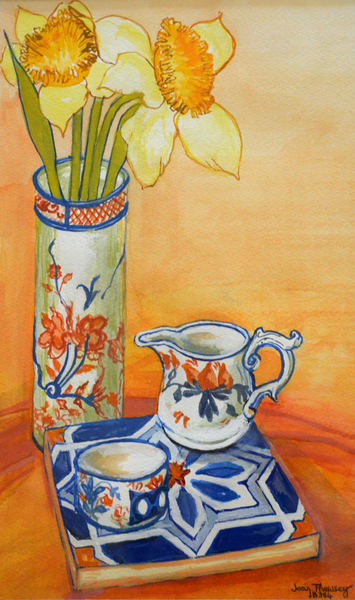 Chinese Vase with Daffodils, Pot and Jug a Joan  Thewsey