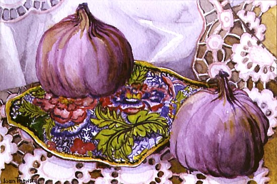 Figs on a Blue Plate (w/c on paper)  a Joan  Thewsey
