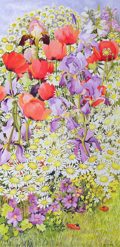 Flower Conservation Garden Borders (w/c on paper)  a Joan  Thewsey