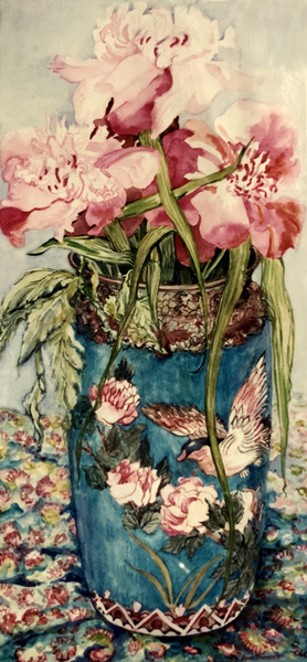 Peonies in a Cloisonne Vase a Joan  Thewsey
