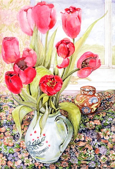 Tulips in a Rye Jug (w/c)  a Joan  Thewsey