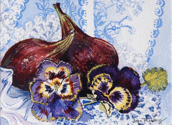 Two Figs with Pansies a Joan  Thewsey