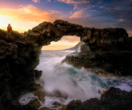 Rock bridge at sunset 7R26220