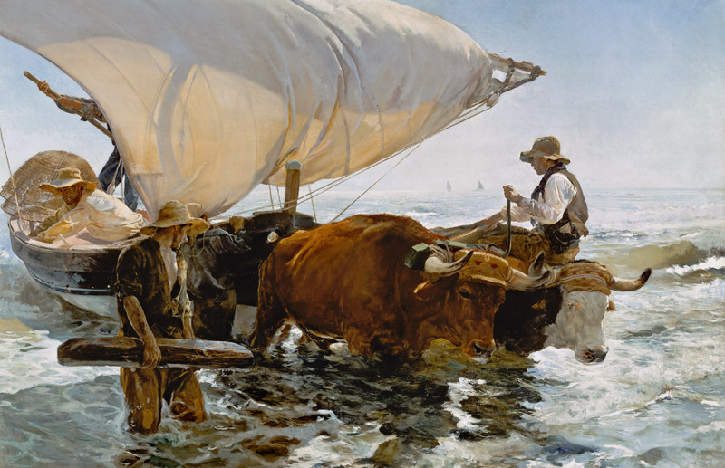 Return from Fishing: Towing the Bark a Joaquin Sorolla