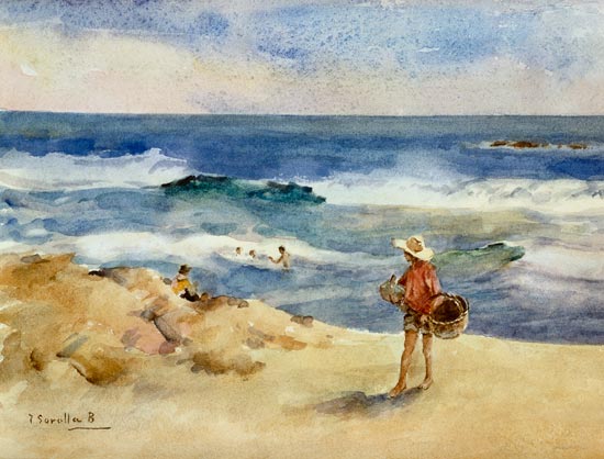 Bambino sulla spiaggia a Joaquin Sorolla