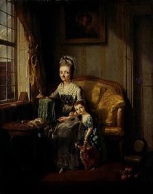 Woman in the room with child and doll a Joh. Friedrich August Tischbein