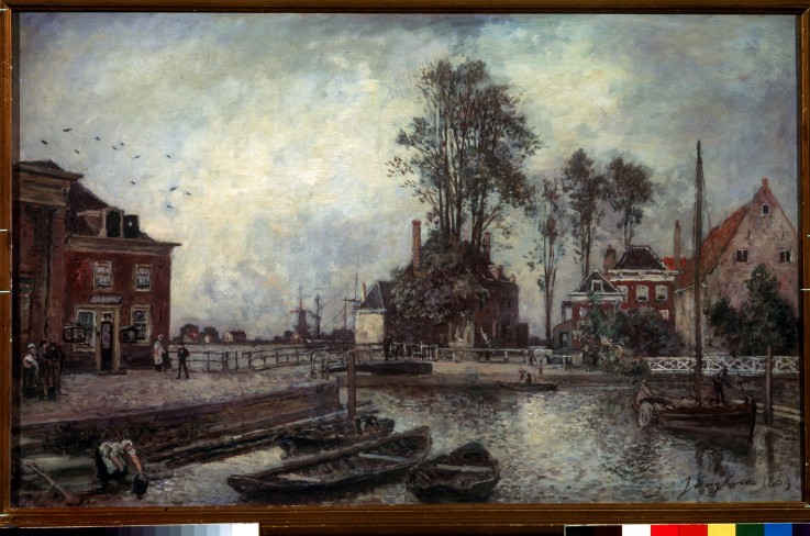 A canal embankment a Johan Barthold Jongkind