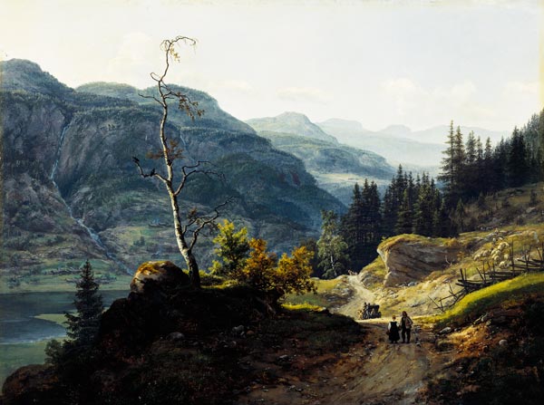 Valley in Valdres. a Johan Christian Clausen Dahl