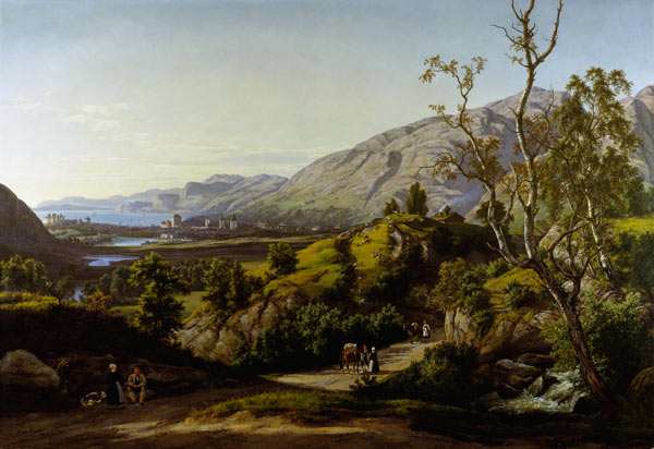 View of the city of mountains in Norway a Johan Christian Clausen Dahl