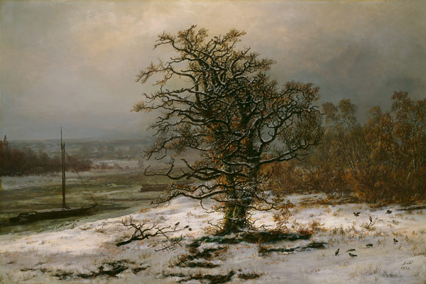 Oak Tree by the Elbe in Winter a Johan Christian Clausen Dahl