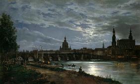Look at Dresden at full moonlight