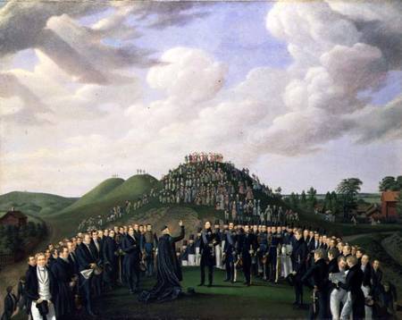 King Carl XIV Johan (1763-1844) of Sweden Visiting the Mounds at Old Uppsala in 1834 a Johan Way