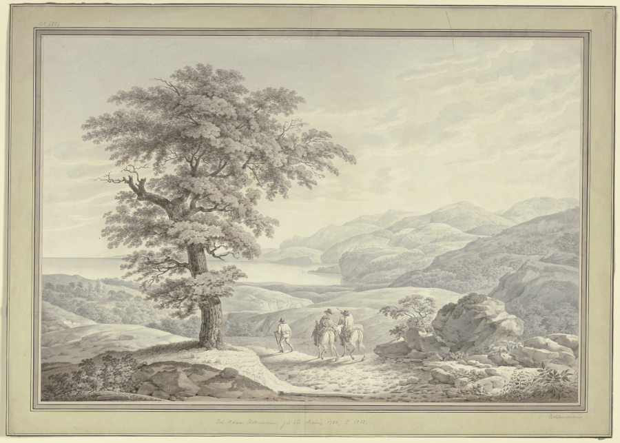Landschaft an der Riviera di Levante mit dem Künstler und seinen Reisegefährten a Johann Adam Ackermann
