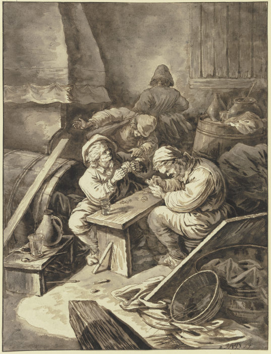 Kartenspielende Bauern in einer Schenke a Johann Albrecht Dietzsch