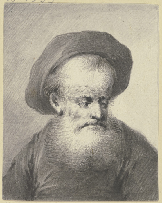 Brustbild eines weißbärtigen Mannes mit Kappe, leicht nach rechts gewandt a Johann Andreas Benjamin Nothnagel