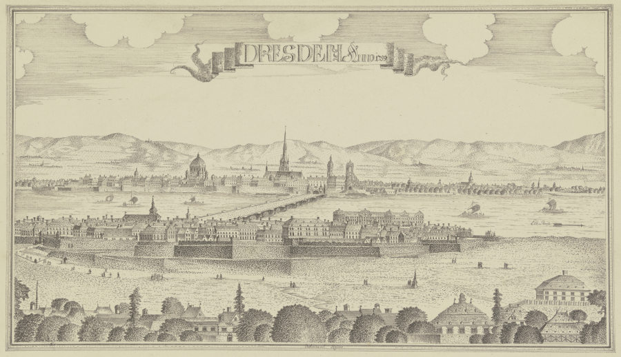 Ansicht von Dresden von der Neustadt aus a Johann Baptist Reiser