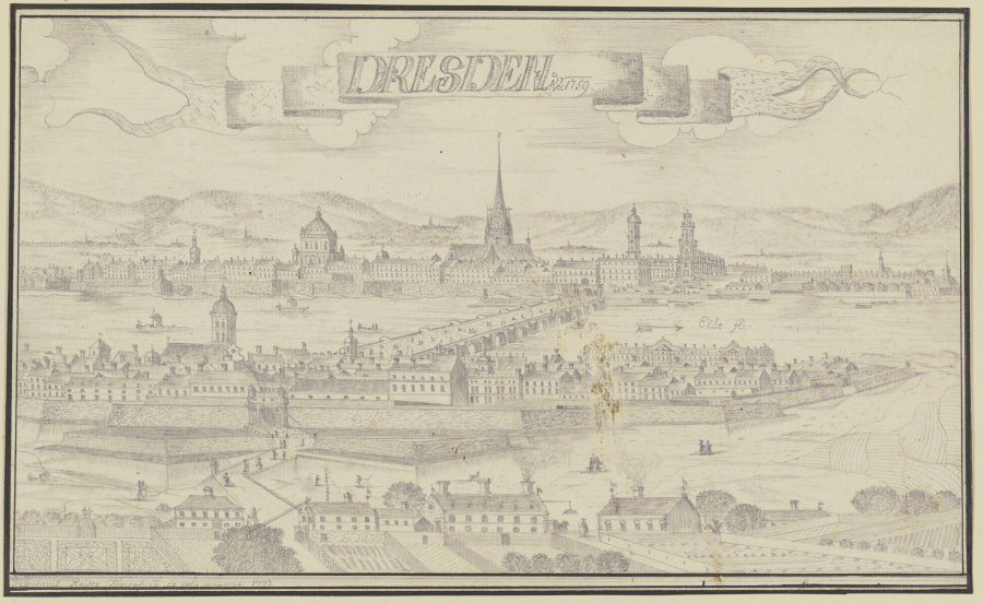 Ansicht von Dresden von Osten a Johann Baptist Reiser